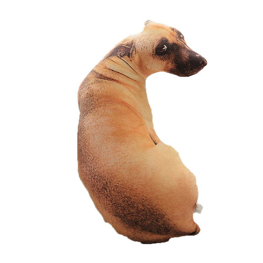 Plush toy shaped like a dog on a white background
