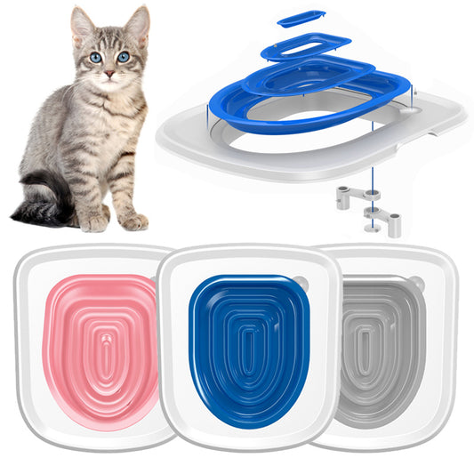 Cat litter box system with a cat on a white background