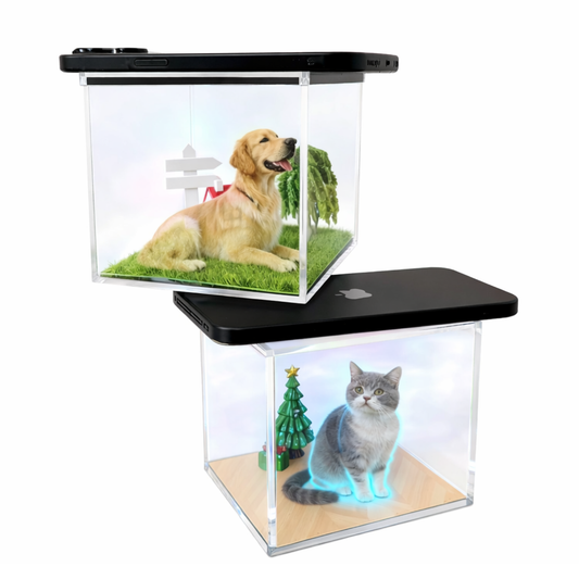 Pet playpen with a dog and a cat inside on a white background