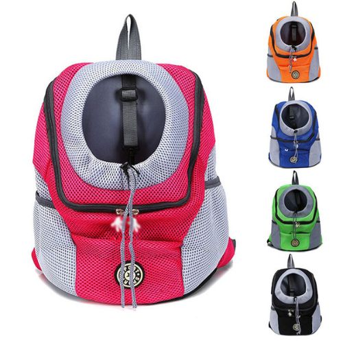 Pet carrier backpack in red with other color options on a white background