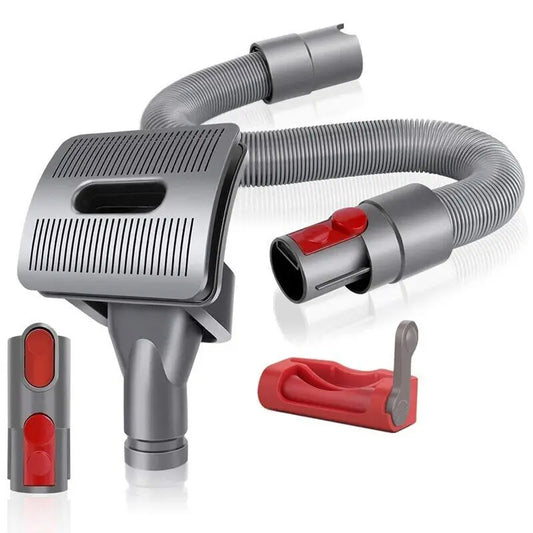 Gray vacuum attachment with red accents on a white background